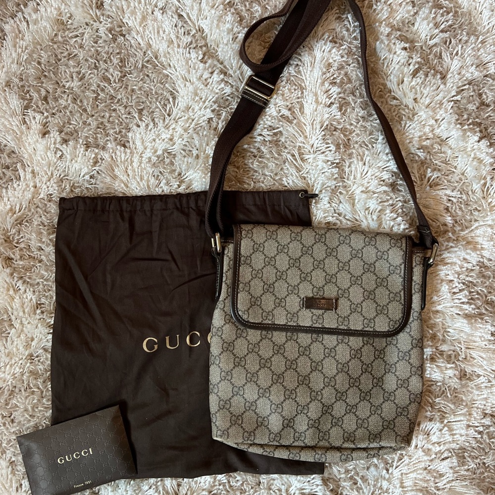 Gucci Flap GG Coated Canvas Small Messenger Bag